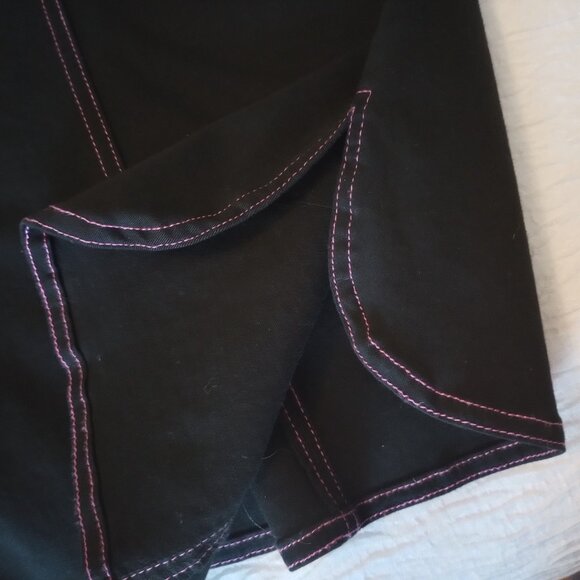 Casual Western Style 3pc Pant Set sz M Black w Pink Floral Embroidery - Picture 12 of 16